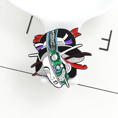 Zombie Face Ghost Kabuki Brooch Pin