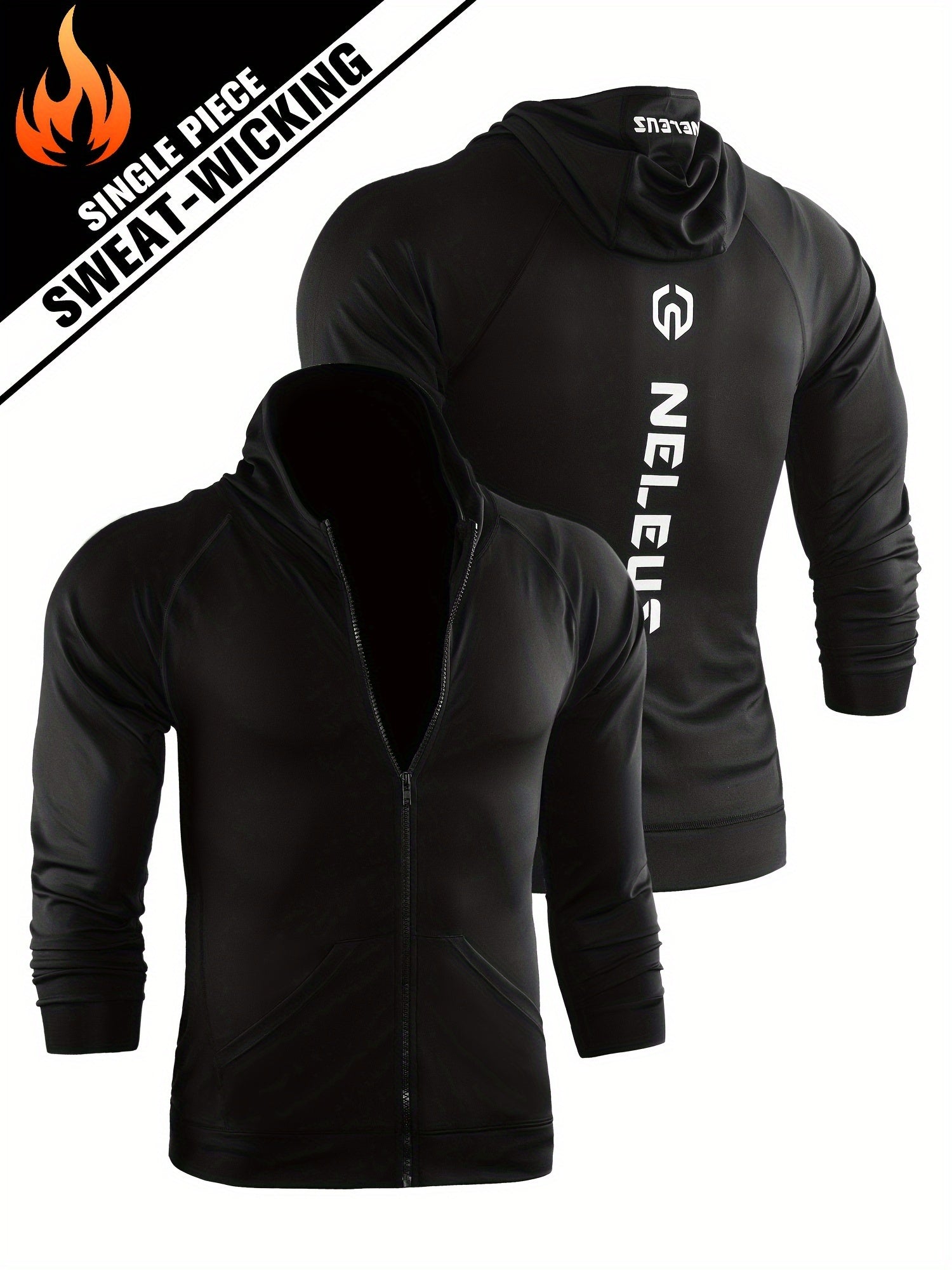 Men's Compression Zip Up Hoodie Sweat Absorbing Long Sleeve Tops