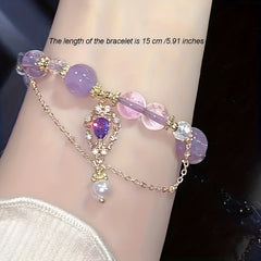 Purple Bead Bracelet Amethyst Beaded Bracelet