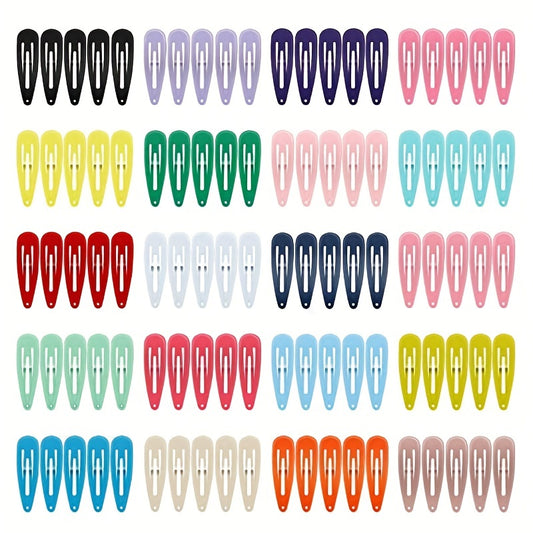 100pcs Colorful Snap Clip Metal Hair Clip for Women Girls