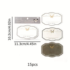 15 sheets Bronzing Embossed Sticky Notes Butterfly Letter Series