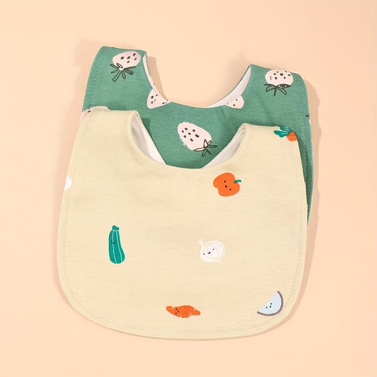 2pcs Baby Bibs Waterproof Drooling Towels U-shaped Design
