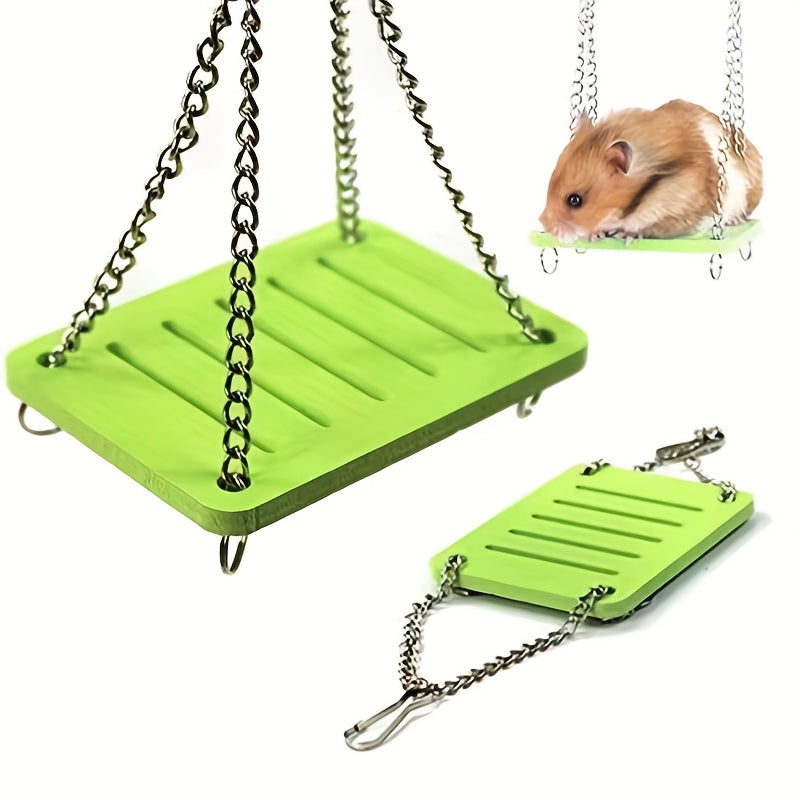 Adorable Hamster Wooden Swing Toy for Pet Fun