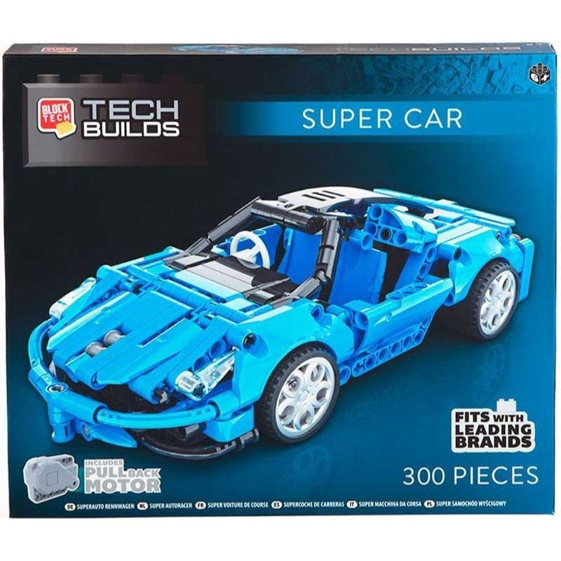 Block Tech Car Building Set 300 Pieces Build Your Own Car Kit Pull Back Motor