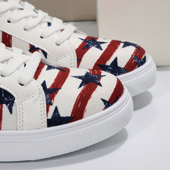 Women's Star Pattern & Striped Sneakers Low Top Canvas Shoes