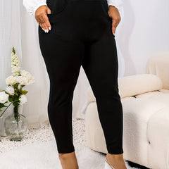  Solid High Rise Stretch Skinny Pants with Pockets