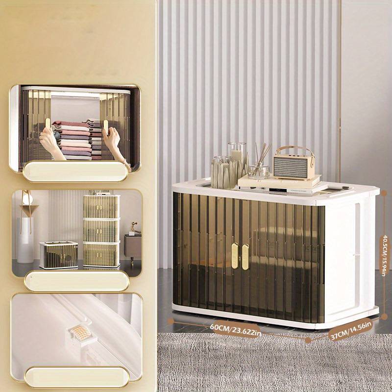 2pcs Mini Foldable Plastic Storage Box Double Rolling Door Storage Bin