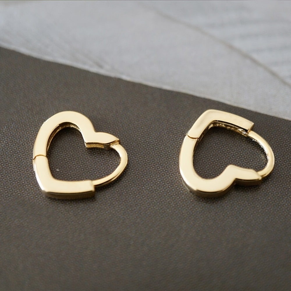 Heart Shaped Hoop Huggie Earrings 925 Silver Plated Ear Buckle Gift