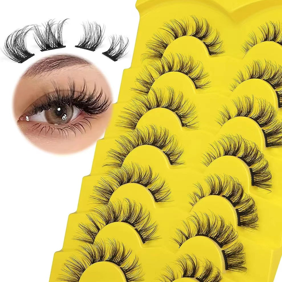 7 Pairs Natural Cluster Eyelashes Extensions 6-14mm Wispy Fluffy 3D Curly DIY
