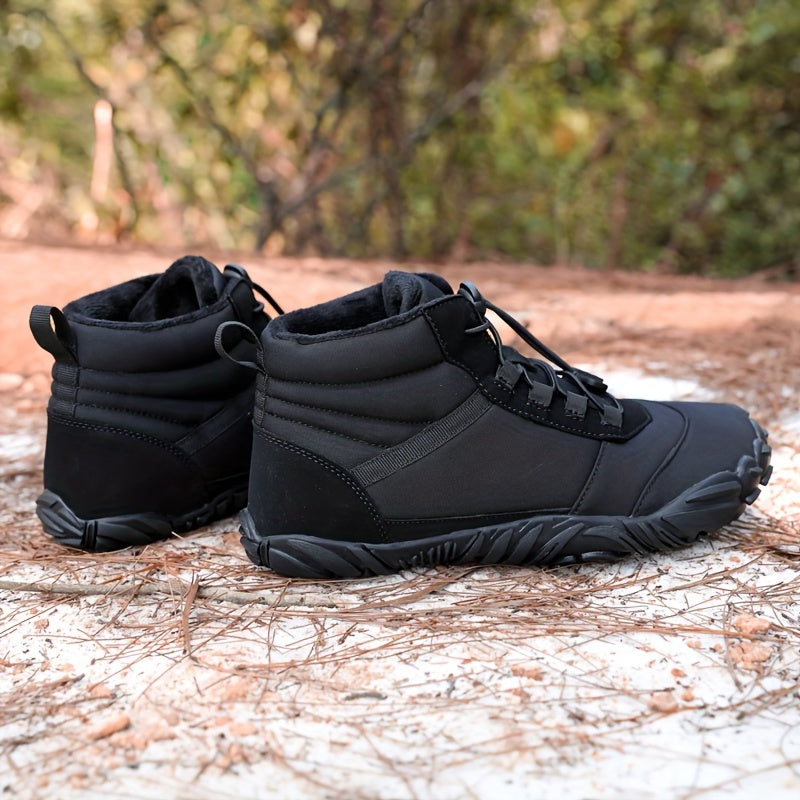Waterproof Snow Boots Round Toe Non Slip Thermal Snow Shoes High Top Plush Outdo
