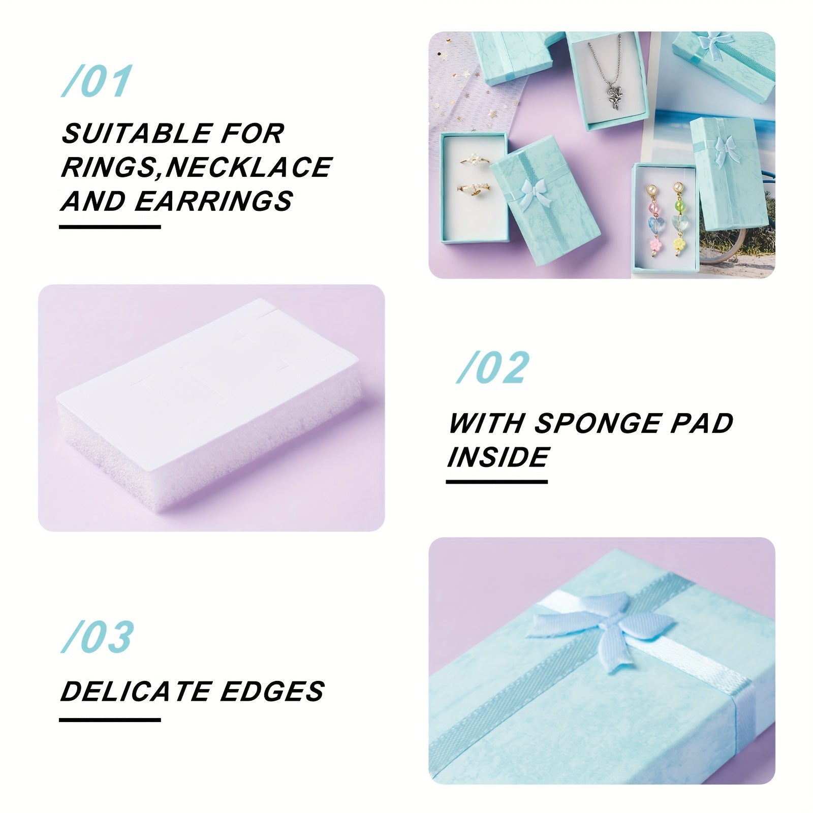 12pcs Jewelry Set Box With Sponge Pad For Anniversary Wedding Baby Shower