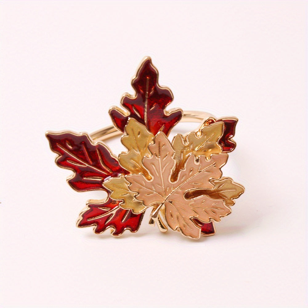 1Pc Maple Leaf Napkin Rings Cast Iron Plants Shaped Napkin Buckles