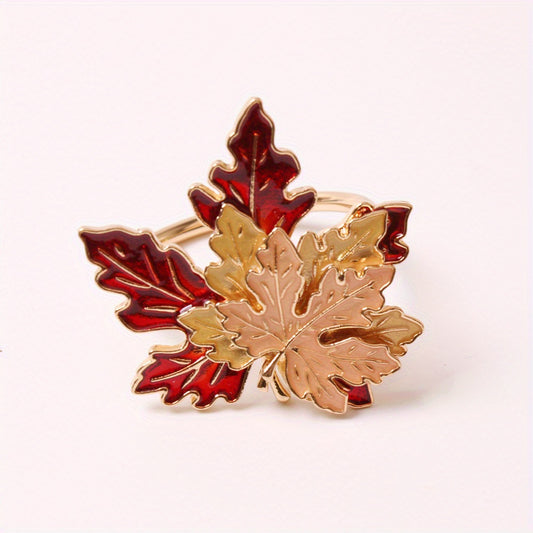 1Pc Maple Leaf Napkin Rings Cast Iron Plants Shaped Napkin Buckles
