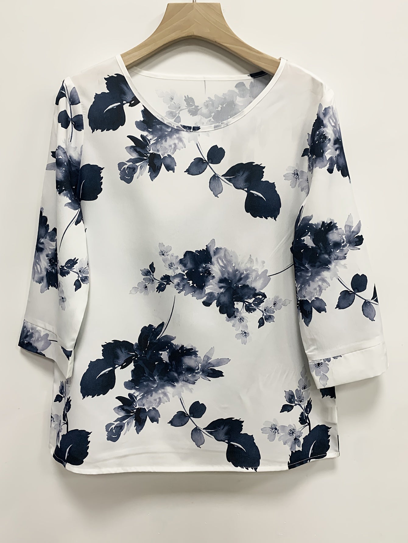 Floral Print Blouse & Solid Pants Set