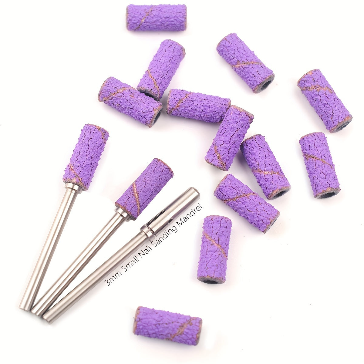 Purple 50pcs 3mm Nail Sanding Bands + 1pcs Mandrel Manicure Pedicure