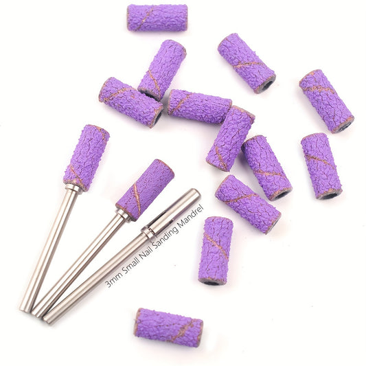 Purple 50pcs 3mm Nail Sanding Bands + 1pcs Mandrel Manicure Pedicure
