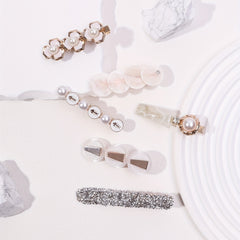 6pcs Pearl Flower Hair Clips Bobby Pin Hair Slides Non Slip Hair Decoration