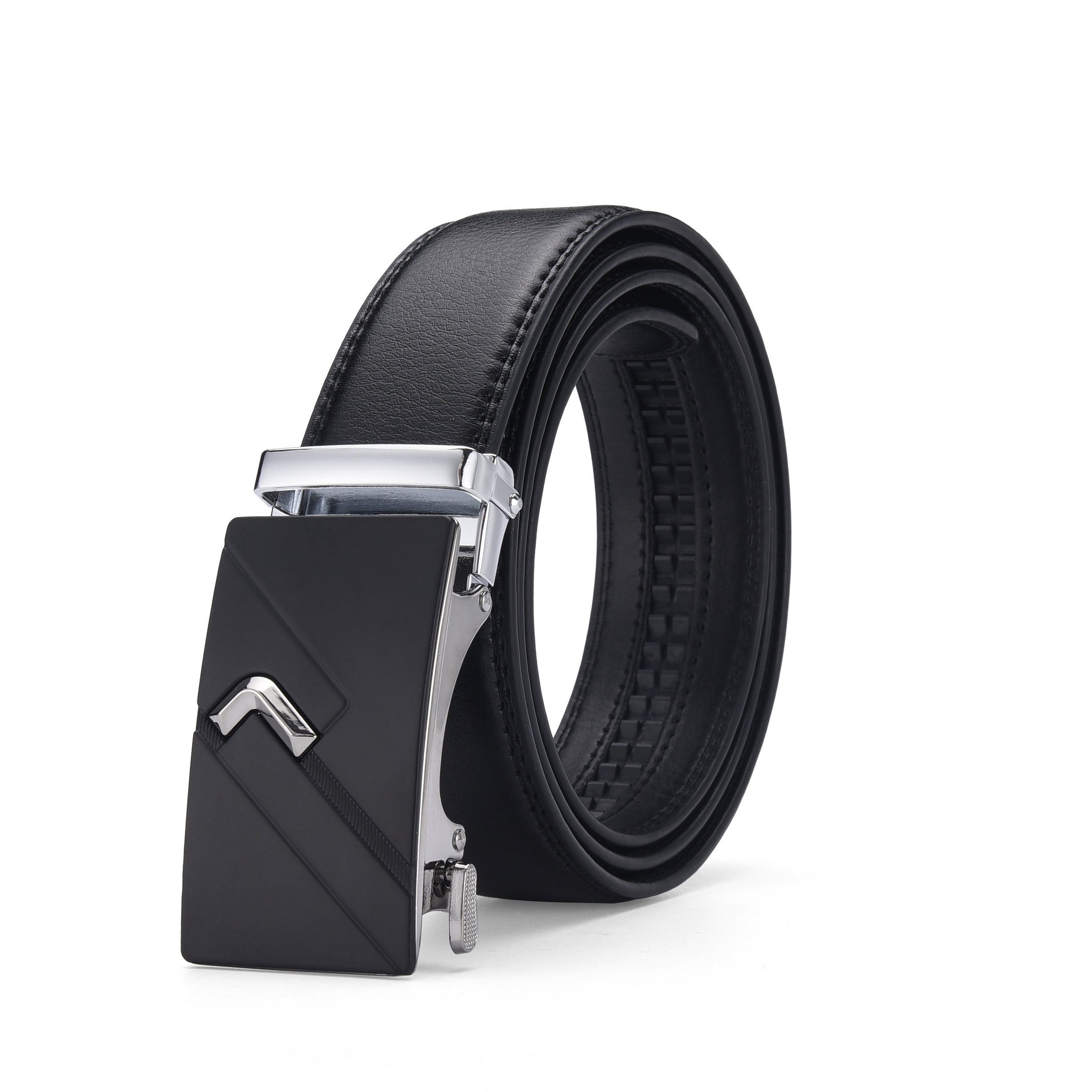 Men's Leather Belt Automatic Buckle Business Waist Strap
