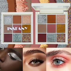 9 Color Eyeshadow Palette Matte Sparkle Glitter Satin Waterproof