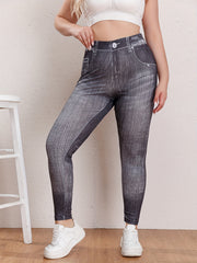  Denim Print High Rise Skinny Trousers