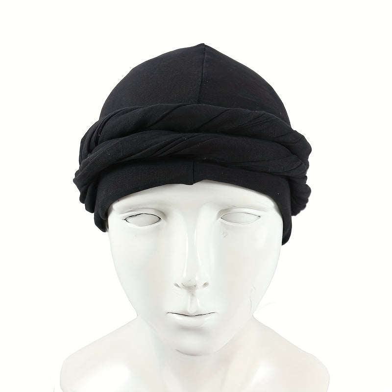 Ethnic Style Men's Turban Hat Soft Elastic Wrapped Head Hat