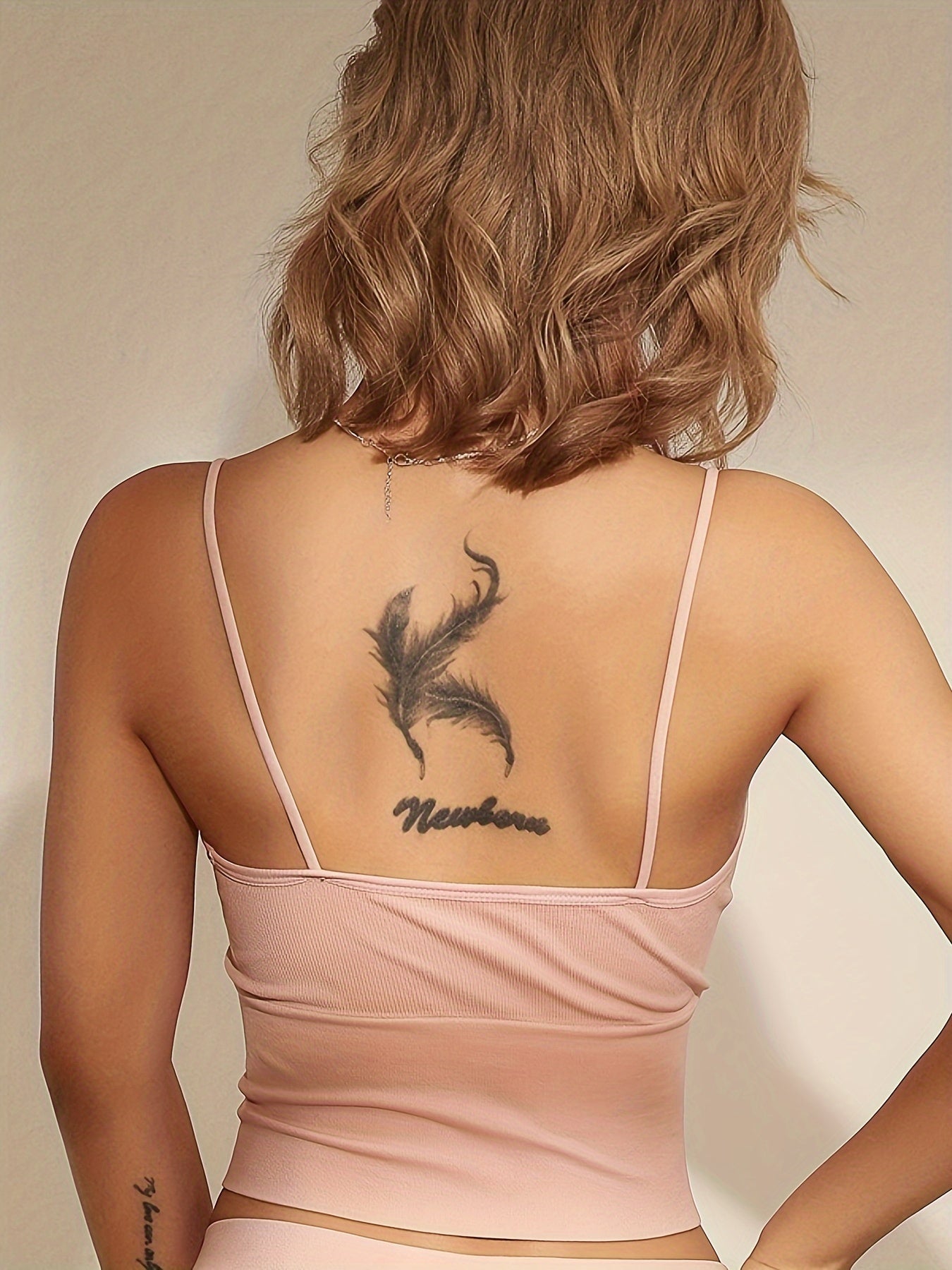 2pcs Solid V Neck Backless Crop Tops Women's Lingerie