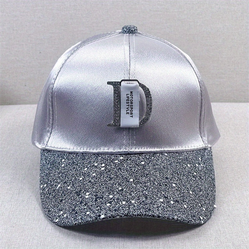 Glitter Bright Baseball Cap D Label Decor Solid Couple Sun Hat