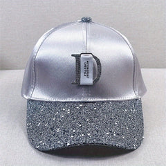 Glitter Bright Baseball Cap D Label Decor Solid Couple Sun Hat
