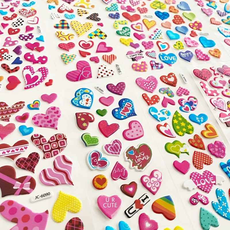 12 Sheets 3D Waterproof Cartoon Stickers for Kids Toddlers Boys Girls