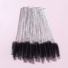 25pcs Glitter Eyebrow Eyelash Brushes Comb Mascara Wands