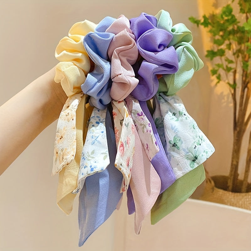 Bow Decor Scarf Scrunchies Candy Hair Rope Sweet Hair Ring