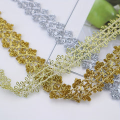 5 Yards Golden Silvery Lace Ribbon Gimp Braid Trim Metallic Edge Trim
