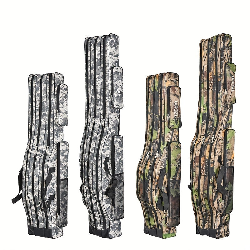 Portable Fishing Rod Case Triple Folding Waterproof Camouflage Travel Carry Bag