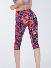 Paisley Print Skinny Capris Leggings for Women