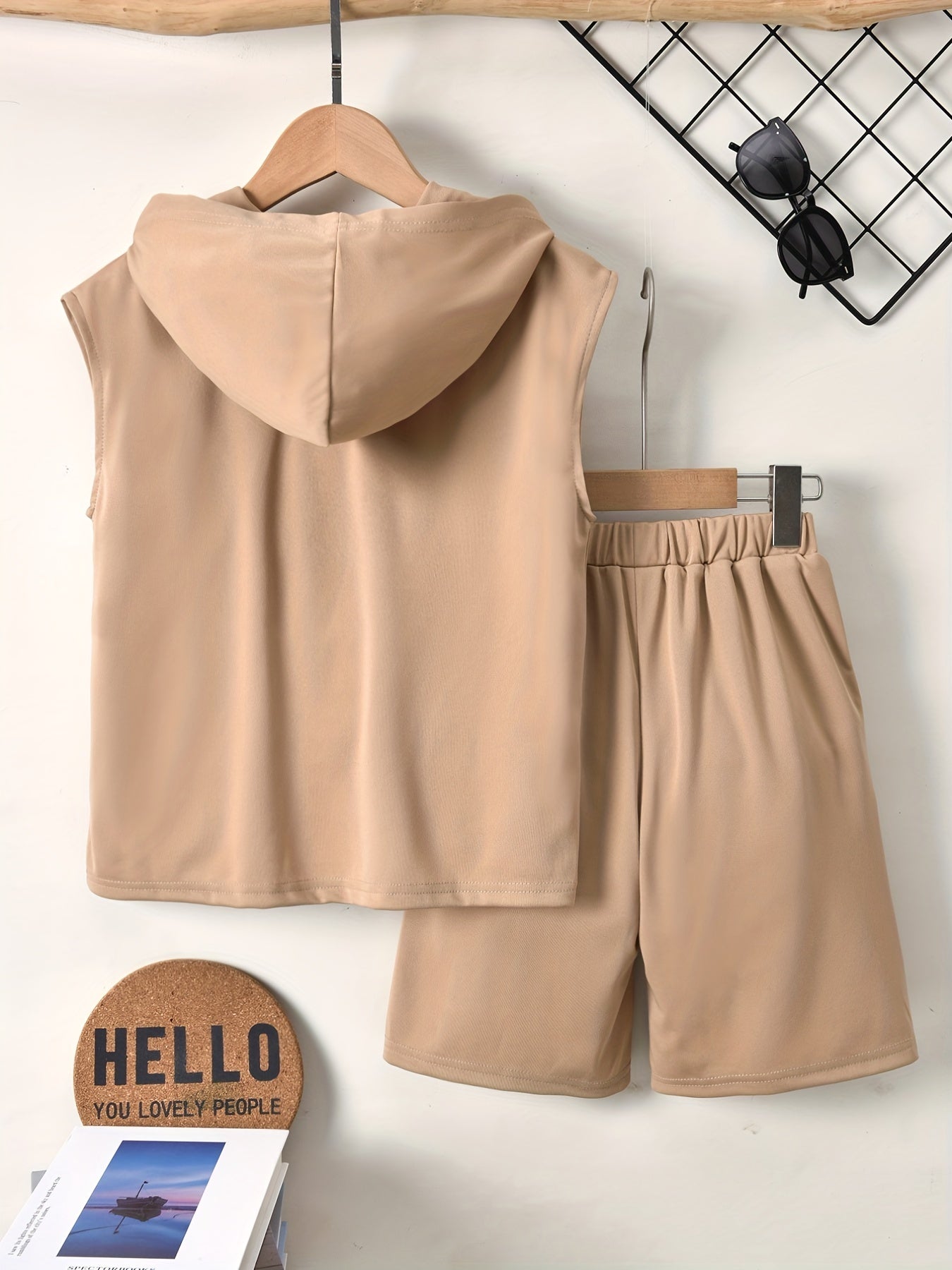 Boys NY Outfit Hooded Tank Top & Shorts Set for Summer
