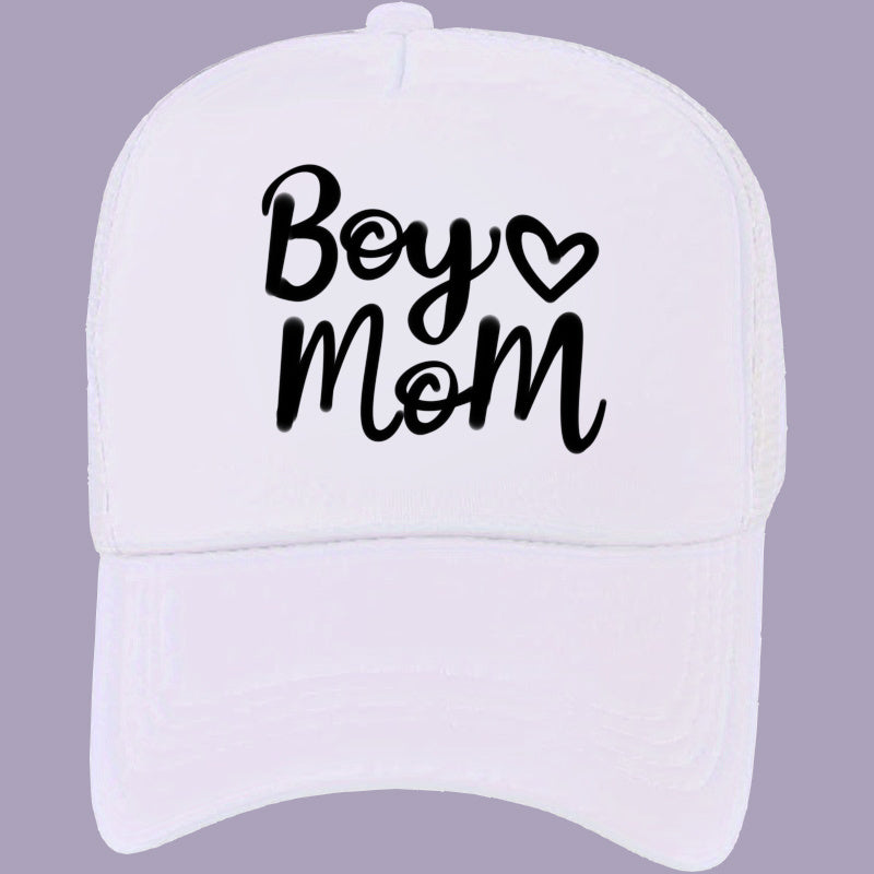 Boy Mom Printed Trucker Hat Baseball Cap Adjustable Mesh Sunshade Dad Hat