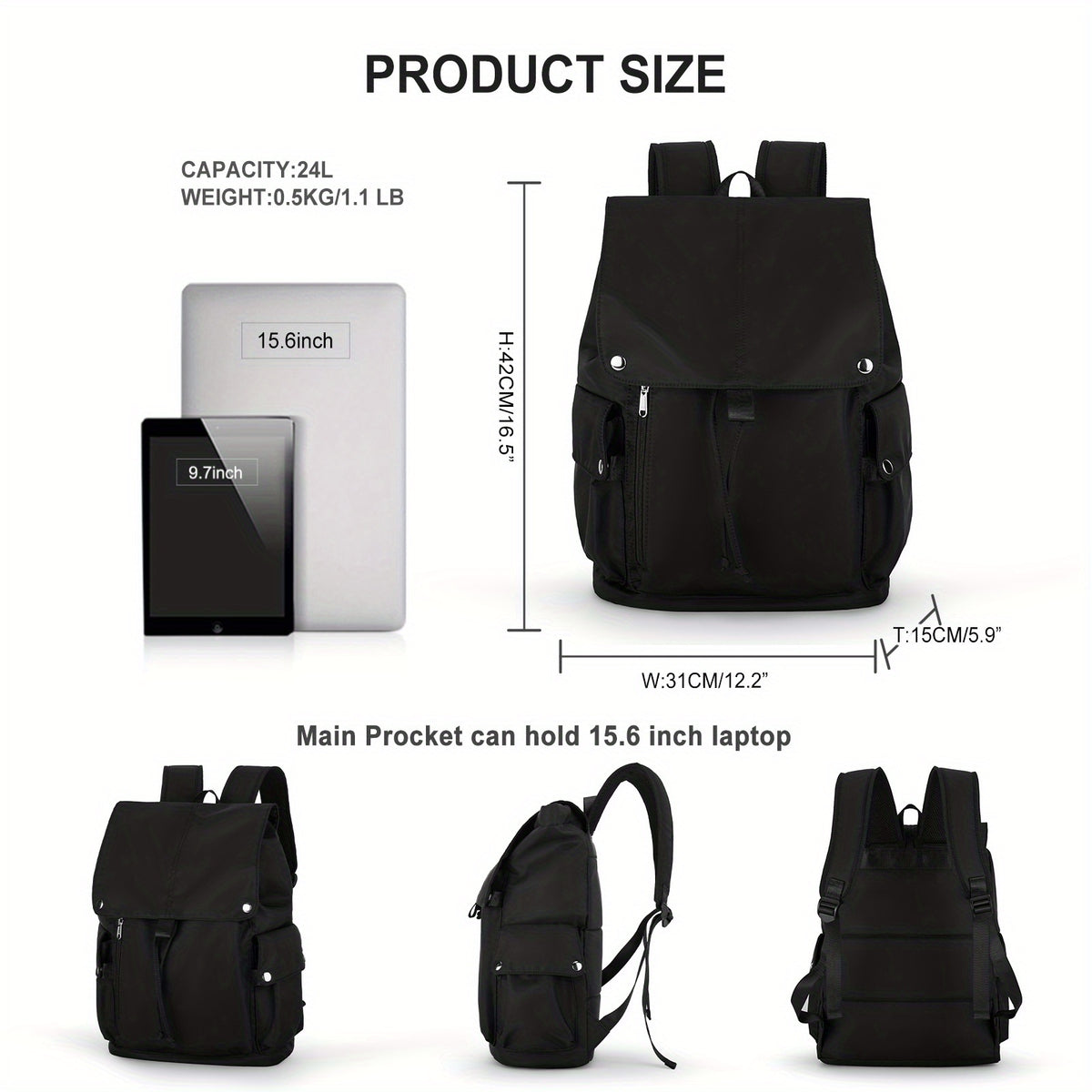 Large Capacity Preppy Backpack Anti Theft Back To School Bag Casual Travel Daypa