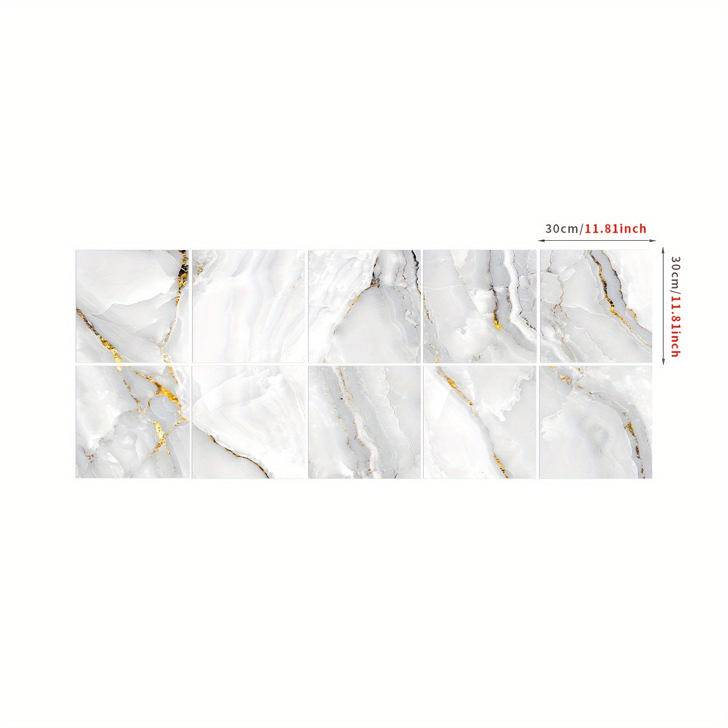 Grey Marble Pattern Floor Sticker Peel Stick Tile Waterproof Bathroom Kitchen