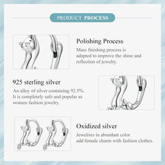 925 Silver Cat Ear Buckle Stretch Circle Stud Earrings