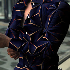 Geometric Print Men's Casual Button Up Shirt