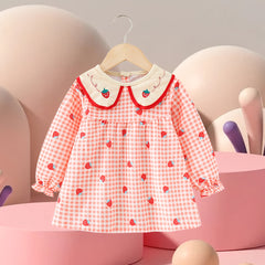 Waterproof Corduroy Kids Bib Strawberry Design