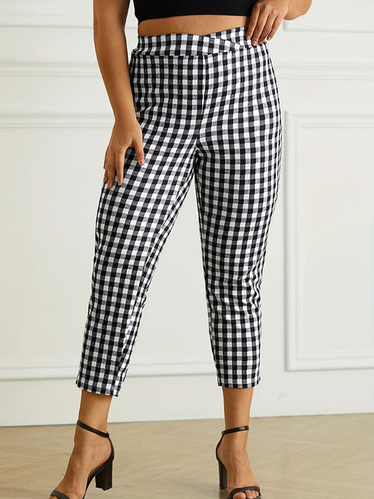  Plaid Print High Rise Crop Leggings