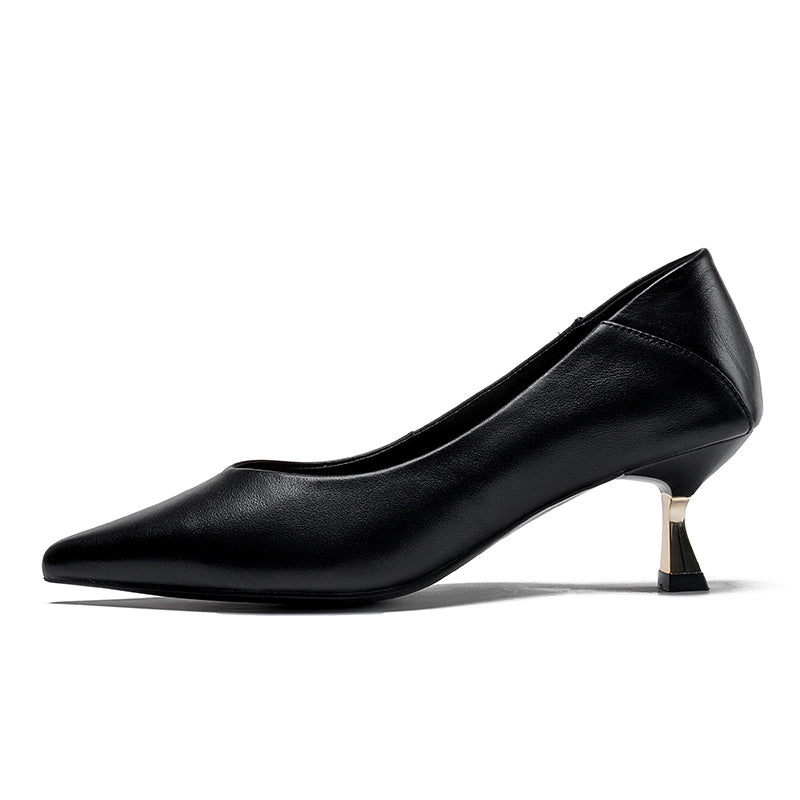 Pointed Toe Kitten Heel Pumps Women's Slip-On High Heels