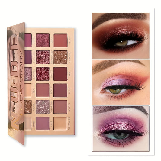 Desert Rose Eyeshadow Palette 18 Colors Earth Tone Pearly Matte Finish