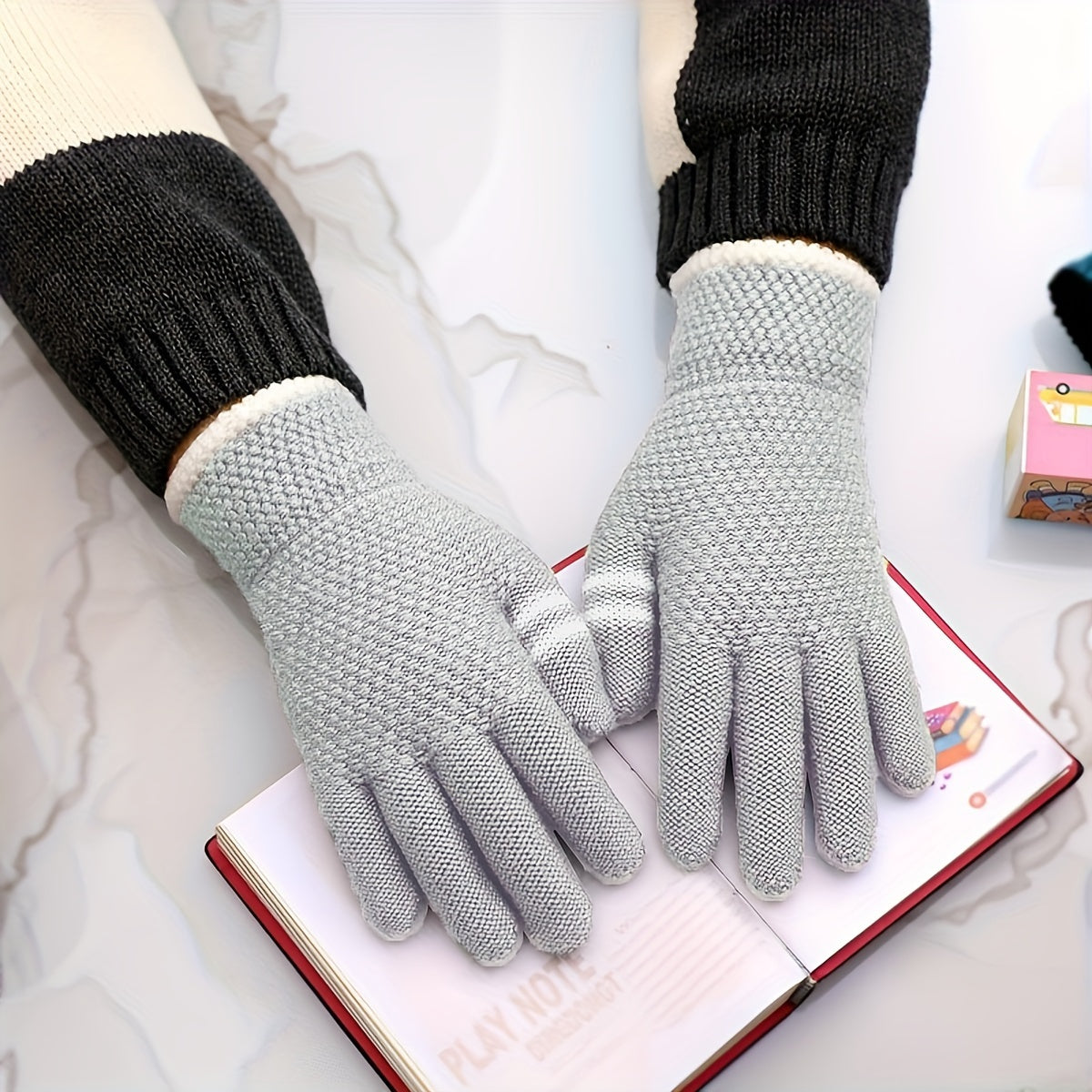 Kids Winter Gloves Thickened Knitted Coldproof Full Finger