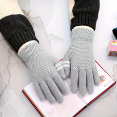 Kids Winter Gloves Thickened Knitted Coldproof Full Finger