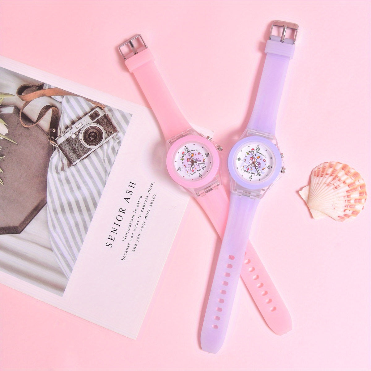 Girls' Reindeer Light Up Watch Set with Silicone Strap