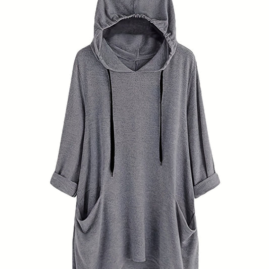 Patched Pocket Drawstring Hoodie Long Sleeve Sweatshirt