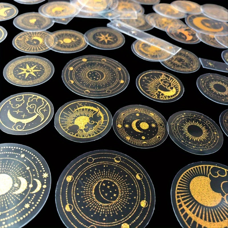 20pcs Waterproof Geometric Moon Sun Lace Stickers for Diary