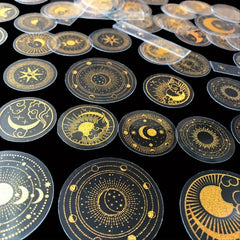 20pcs Waterproof Geometric Moon Sun Lace Stickers for Diary